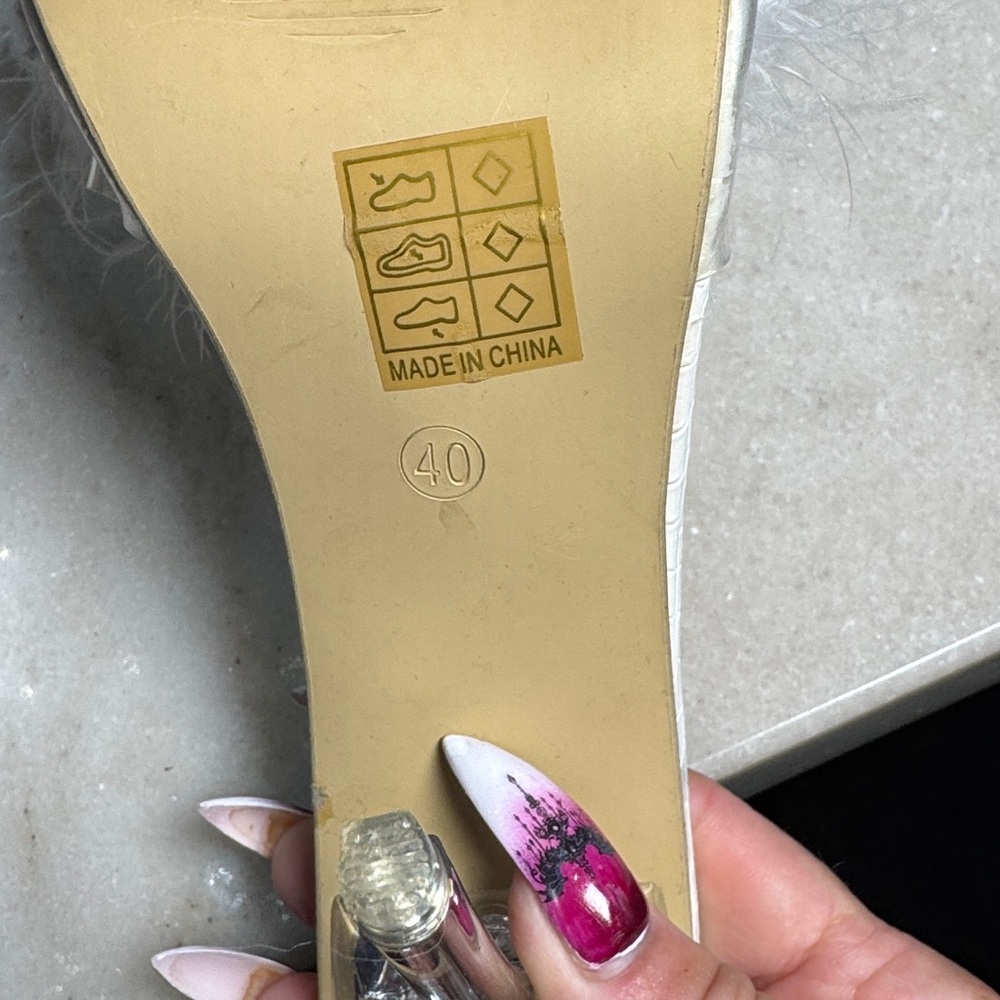 White maribou heels 9 - Picture 7 of 8